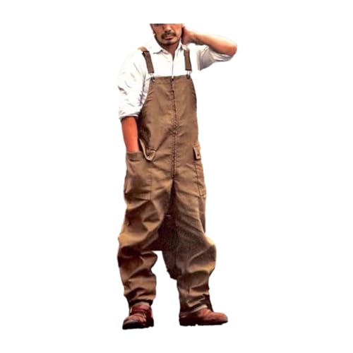 Combinaison de travail ample à bretelles en polyester marron XL - 2