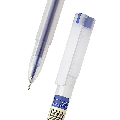 FLAIR Glass 0.6mm Gel Pen Stand | Transparent Glass Design With Soft Rubber Grip | Waterproof Low-Viscosity Ink For Smudge Free Writing | Blue, Black & Red Ink, Pack of 50 Pens