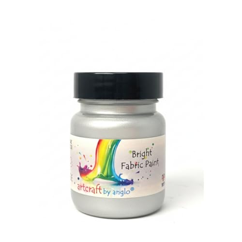 artcraft by anglo Metallic Silver Fabric Paint, Permanent Textiles Paints in 60ml. Ideal for Painting Clothes, T-shirts, Jeans, Bags & Canvas Shoes.
