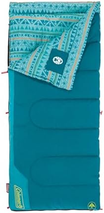 Coleman Kids 50°F Sleeping Bag for Children up to 5ft Tall, Comfortable Youth Sleeping Bag for Sleepovers & Camping, Glow in The Dark Design, Stuff Sack Included, Machine Washable
