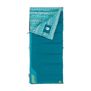 Coleman Kids 50°F Sleeping Bag for Children up to 5ft Tall, Glow in The Dark Design, Machine Washable