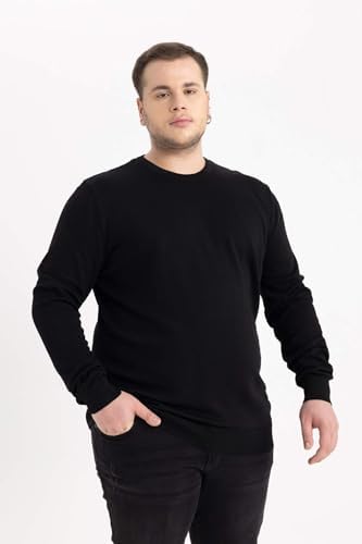 DeFacto Regular Fit Bisiklet Yaka Kazak Siyah XS - Görsel 3