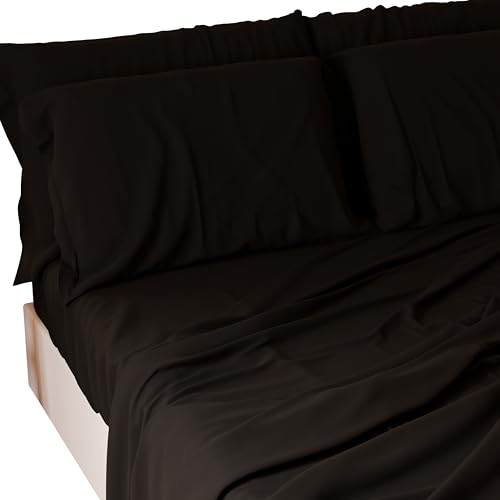 PETTI Artigiani Italiani - Set Lenzuola Matrimoniali 4 Pezzi, Morbide e Traspiranti, Completo Letto con Lenzuolo Sopra, Lenzuolo Sotto con Angoli Elasticizzati e 2 Federe Lenzuola Nero