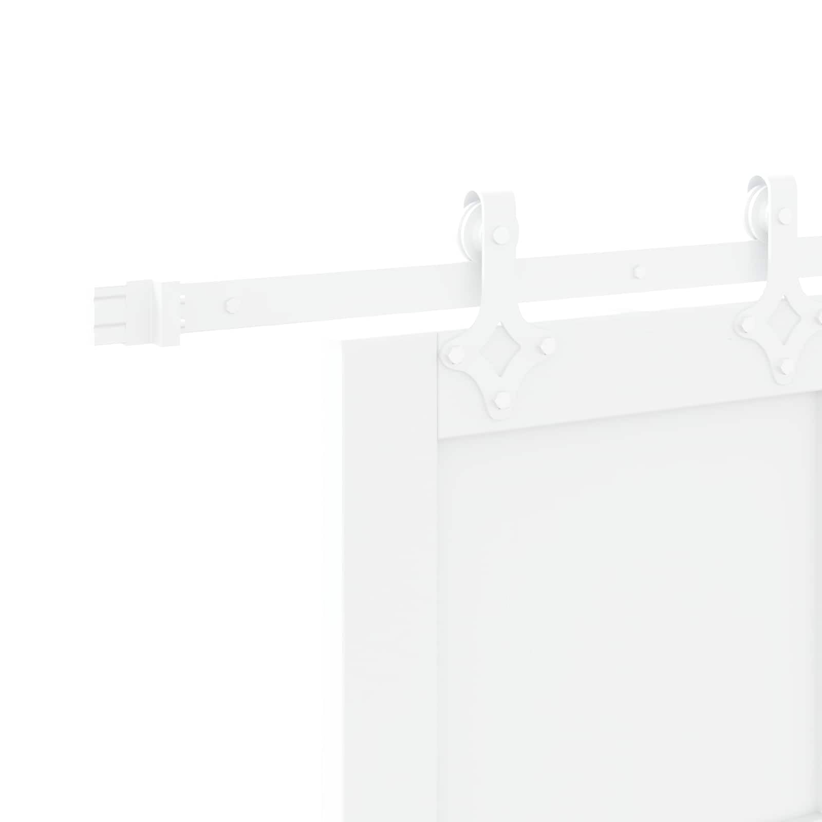 Schiebetür Weiß aus massivem Kiefernholz 83 x 232 cm mit pulverbeschichtetem Stahl-Schiebemechanismus für platzsparende Raumgestaltung und leises Gleiten in Wohnung und Neubau