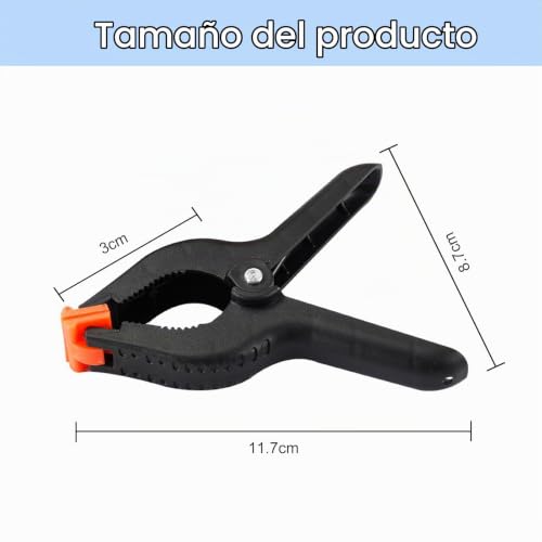 Miniatura 7 de Diompirux 10 Piezas Abrazaderas De Resorte Nylon, Resorte Abrazadera, Negro Abrazaderas De Resorte De Plástico, Abrazaderas De Sujeción Con Resorte Con Amplia Apertura Mordaza, Para Foto, Carpintería