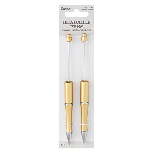 Darice Gold Beadable Pen Shaft Black Ink, 2 Pieces