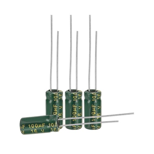 sourcing map 50Pcs Electrolytic Capacitor High Frequency 100UF 16V with Aluminum Radial Leads 5 x 11mm High Ripple Current Low Impedance