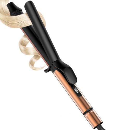 MESCOMB 1 Inch Curling Iron for Long Hair - Dual Voltage Curling Iron - 6.7 Extra Long Barrel Curling Wand - Ceramic Tourmaline Curling Irons - Professional Hair Curler - 8 Heat Settings to 450F