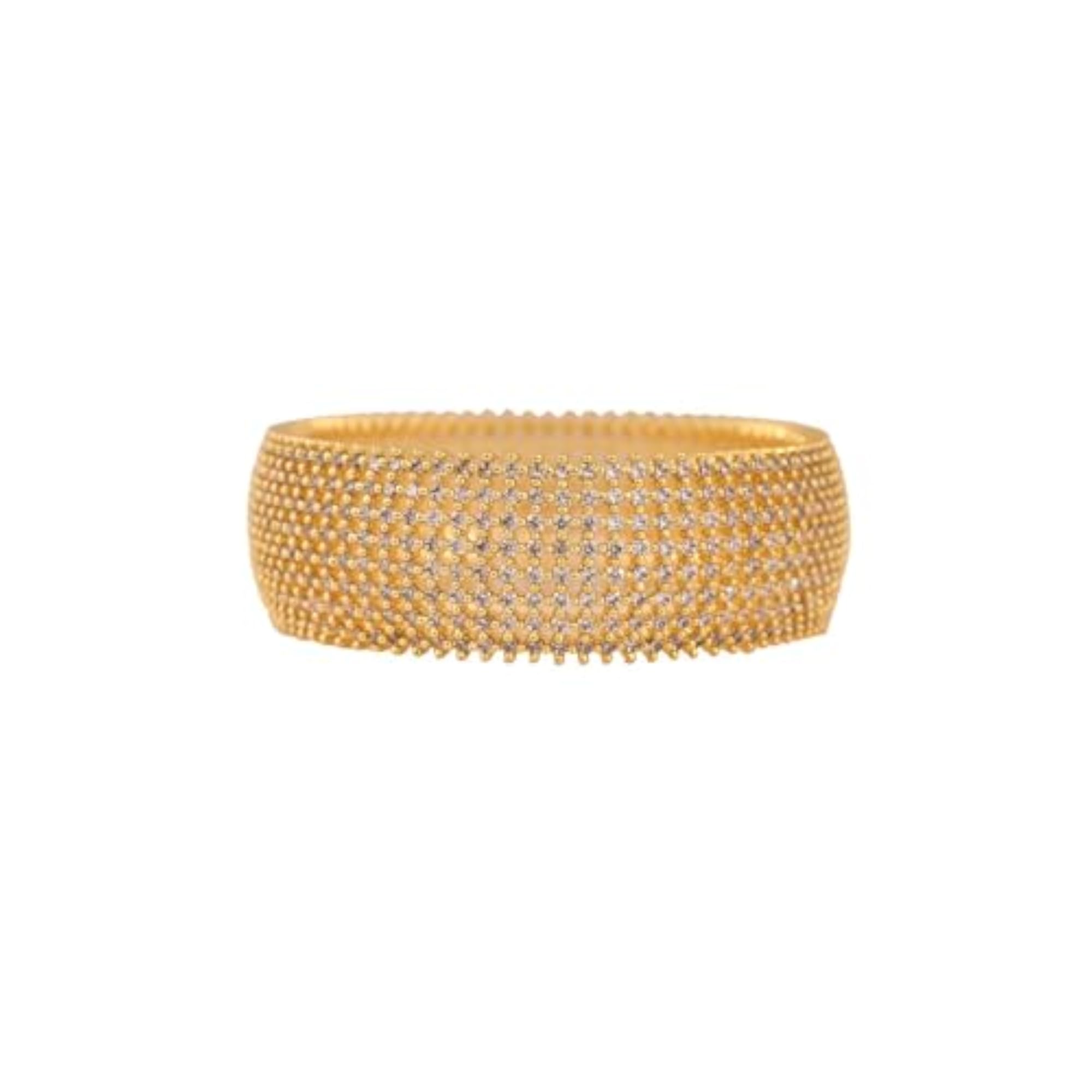 Women's Gold Plated American Diamond CZ White Traditional Kada Bangles