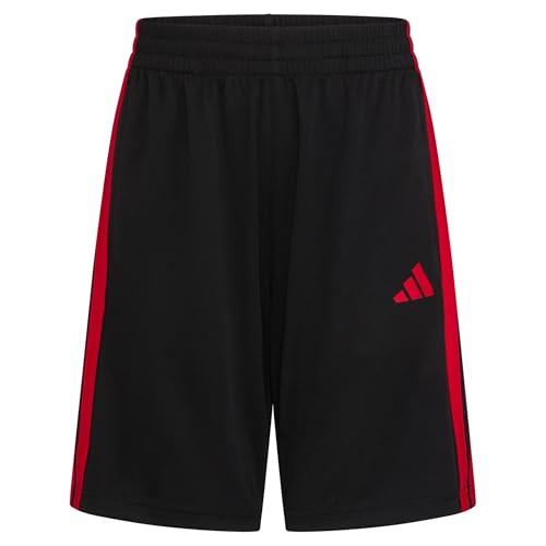 Opiniones de Ropa de Balonmano americano para Niño del mes. 49 adidas Essentials - Pantalón Corto de 3 Rayas para niño, Negro/Rojo, 7