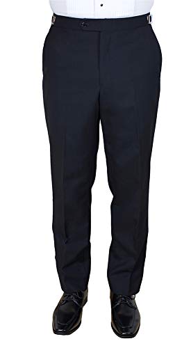 Sir Gregory Men's 100% Wool Fitted Flat Front Tuxedo Pants Formal Satin Stripe Trousers with Adjustable Waistband3