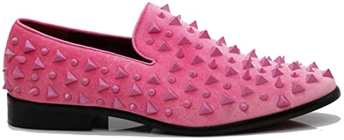 Image of SPK16 Men's Vintage Spike Dress Loafers Slip On Fashion Shoes Classic Tuxedo Dress Shoes