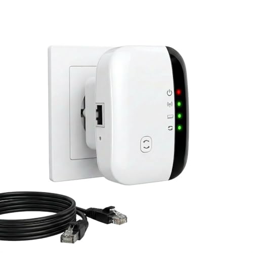 DUSEKI Amplificador Extensor WiFi 2.4 GHz 300 Mbps WiFi Extender Extensor de hasta 3000 pies Cuadrados con Modo Repetidor/Ap Puerto Ethernet Compatible con Todos los Dispositivos Wi Fi