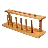 Veemoon Support De Tubes à Essai En Bois Naturel 6 Trous, Portoir De Laboratoire Stable E...
