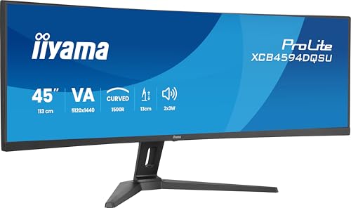 iiyama Prolite XCB4594DQSU-B1 Curved 113cm 44,5' VA LED-Monitor DQHD HDMI DP USB3.2 USB-C HDR Adaptive Sync Höhenverstellung schwarz