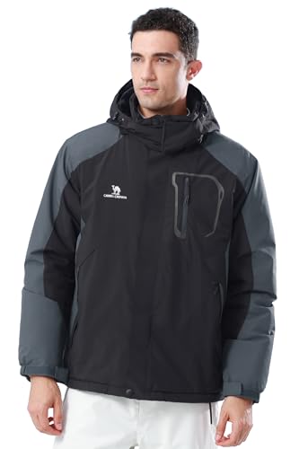 CAMELSPORTS Mens Winter Jacket Waterproof Warm Snow Ski Jackets Faux Fur Fleece Rain Coats with Removable Hood — view 2