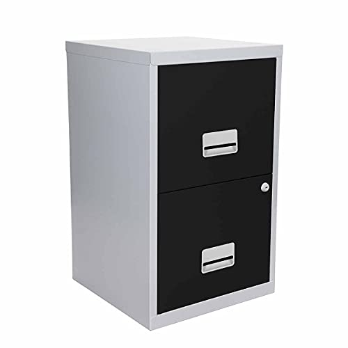 Pierre-Henry-095808-A4-Steel-Lockable-2-Drawers-Filing-Cabinet-SilverBlack
