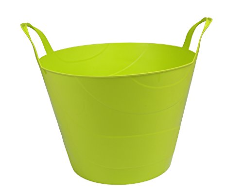 Ondis24 Flexi Tub Flexibler Tragekorb auch für flüssigkeiten geeignet Gartenkorb Wäschekorb Spielzeugeimer 30 Liter Limette rund