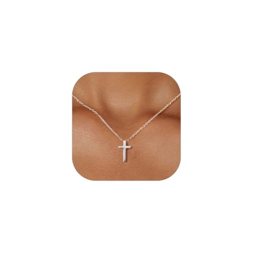 ChicSilver ChicSilver 925 Sterling Silver Cross/Heart/Butterfly/Star/Moon Necklace for Women, Hypoallergenic Dainty Small Silver Pendant Necklaces (with Gift Box)