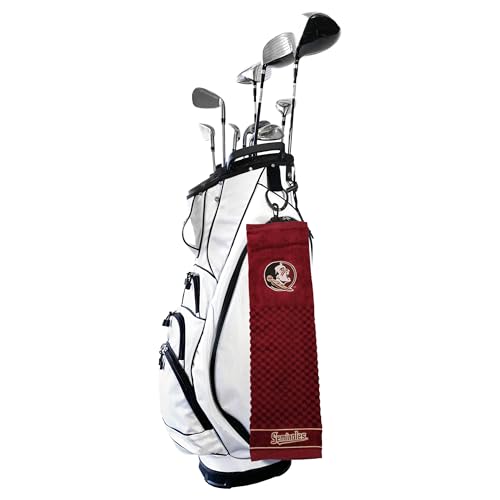 Image of Team Golf NCAA Florida State Seminoles Embroidered Golf Towel Embroidered Golf Towel, Checkered Scrubber Design, Embroidered Logo