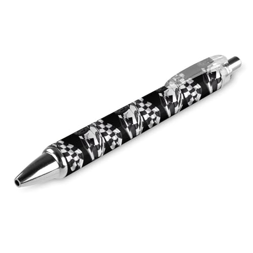 Bolígrafos retráctiles de 0,5 mm con diseño a cuadros negros y blancos para papelería y oficina 6