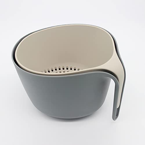 Miherom 2 In 1 Large Nest Washing Colander Bowl Sets,Food Strainers With Long Good Grips For Washing Fruits Vegetable Beans Pasta,Non-Slip Base,Dishwasher-Safe (Gray) #TOP8