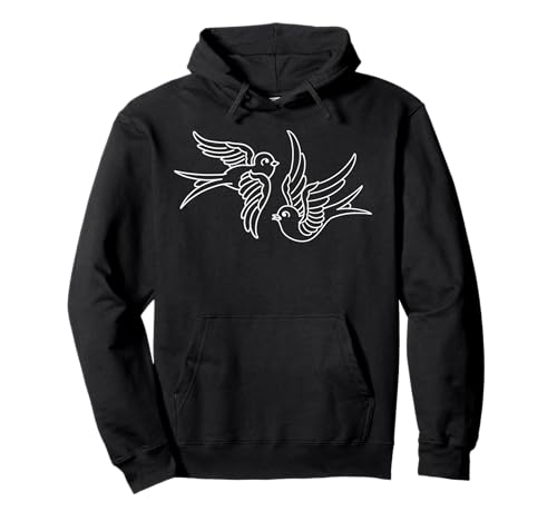 American Traditional Swallow Design Tattoo Pullover Hoodie