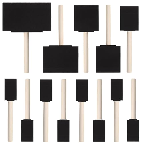13 Pcs Foam Paint Brushes 5 Sizes 1 1.6 2 3 4 Sponge Brush for Painting Staining Varnish Touch Up DIY Craft Projects