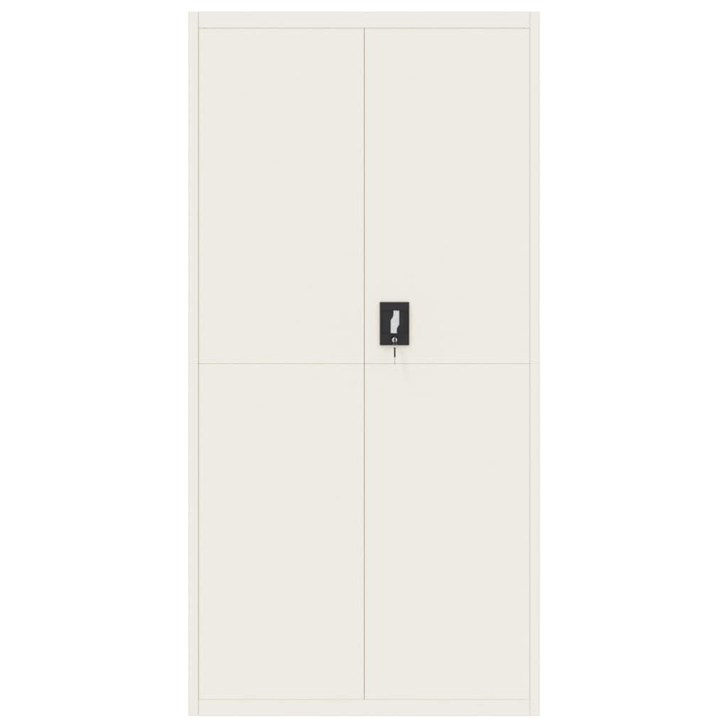 Szafka na akta, biała, 90 x 40 x 220 cm, wytrzymała stalowa szafka biurowa z 4 wkładanymi półkami, zamykana na klucz do bezpiecznego przechowywania dokumentów, uniwersalna szafka stalowa do biura i