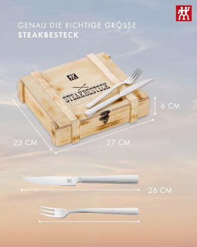 Foto von ZWILLING Steakbesteck Set 12-teilig, Für 6 Personen, in Holzbox, Edelstahl