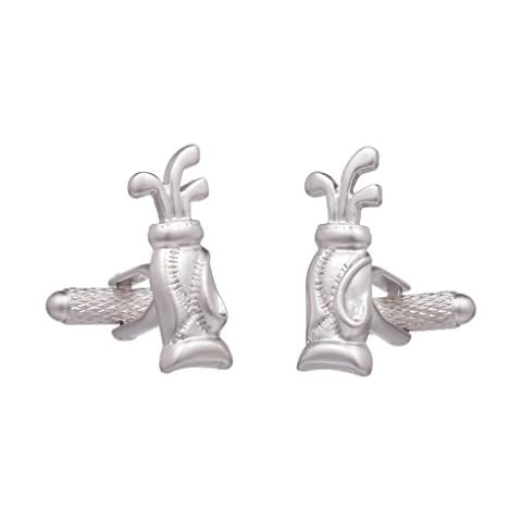 Golfers Golf Bag and Golfing Clubs Cufflinks In Onyx Art Cufflinks Box Cover