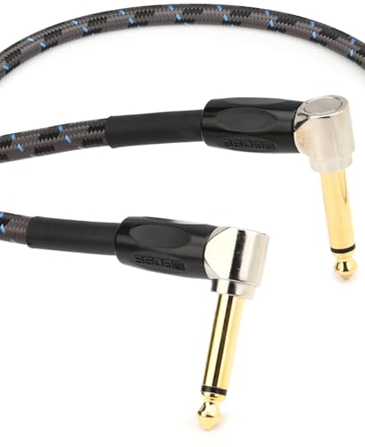 BOSS - BOSS BIC-3AA Studio Grade Instrument Cable, Patch/Pedal Cable—Right-Angle 1/4-inch connectors, 3 ft/1 m Length