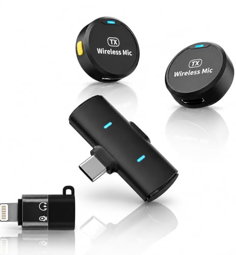 Image of 2-in-1 Wireless Microphone for Vlogging, YouTube, Reels, Online Classes, Interviews, Magnetic Collar Clip, 360 Sound Capture, 40M Range, 6Hr Battery, iOS Android, DSLR Type C (M1 Dual)