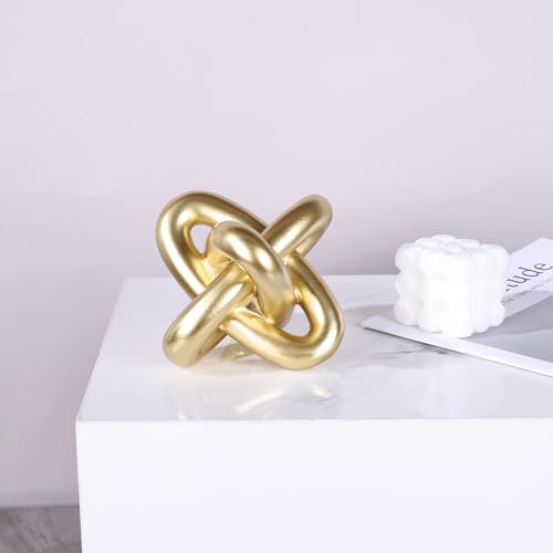 Escultura Decorativa Nudo Dorado Geométrico Moderna miniatura 4