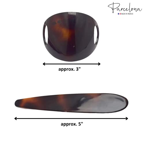 Parcelona French Classic Brown Shell Bun Holder Cover Hair Slider Pin Thru Hair Barrette Clip With Stick #TOP6