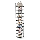 esonstyle Zapatero de 10 Niveles, Organizador de Zapatos Que Ahorra Espacio, Estante para Zapatero Alto y Estrecho para Puerta de Entrada Recibidor, Armario