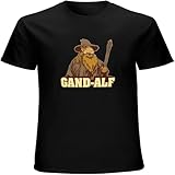 Men's Casual Shirt Gand-Alf Funny Tops The Lord The Rings Gandalf Parody Tee Pure Cotton is More Hygroscopic Black XL