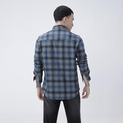 Image of BASICS 100% Cotton Checked Shirt for Men | Slim Fit | Everyday Smart Casual Wear | Full Sleeve