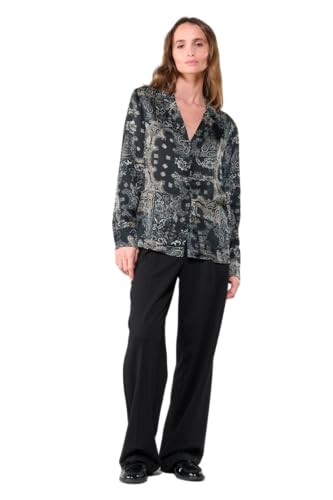 Chemise Morena Noire imprimée cachemire top tendance pour femme élégante et moderne