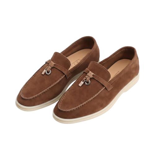 Image of Women's Summer Charms Suede Loafers - Premium Sheepskin Unlined Upper,Classic or Styles with Metal Detail for Casual, Office, Travel & All Day Wear