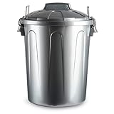 AC - Cubo de Basura con asa metálica 31 L - Cubo basura para exterior e...
