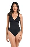 La Blanca Womens Island Goddess Multi-Strap Cross Back One Piece Swimsuit, Black, 22 Plus