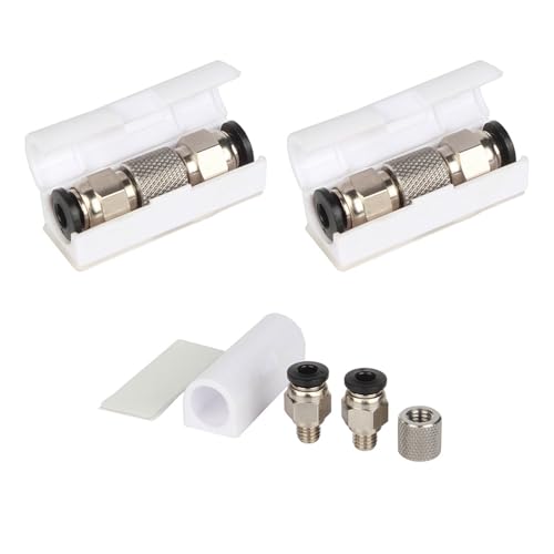 JDCMEI 3 Piezas Conectores de Tubo de PTFE, Conector Neumático de Tubo de PTFE para Impresora 3D, Acero Inoxidable Acoplador Bowden Compatible with Bambu Lab X1/X1C/X1E/P1P/P1S