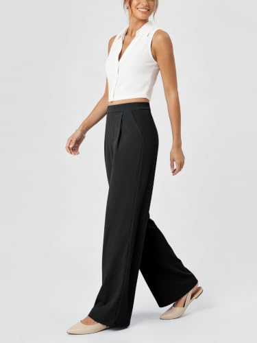 Image of ODODOS Women's Wide Leg Trousers, Ultra Soft odSTRATUM Tech High Waisted Casual Work Pants with Pockets, 27 inch / 29 inch / 31 inch Inseam