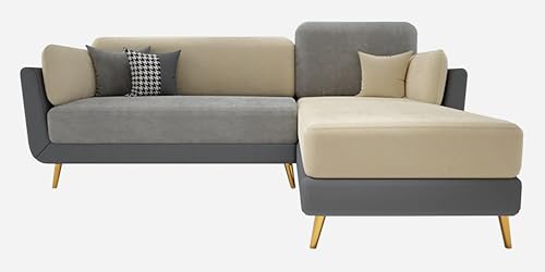 Image of Black Wood Modern Montez LHS Sectional Sofa (2 + Lounger) with Extra Luxury Comfort for Bedroom, Living Room, Dining Room, Drawing Room, Home Office in Bug Resistant Wood Structure