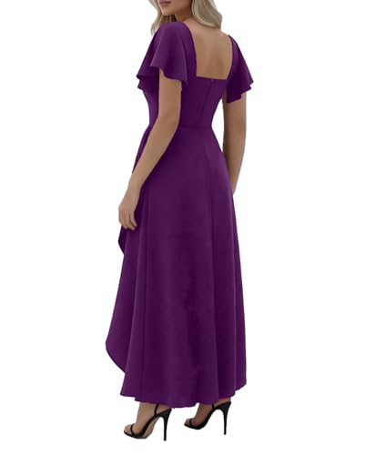Image of LightlyKiss Women's Square Neck Backless Dress High Slit Wedding Guest Dress Formal Cocktail Party Dress
