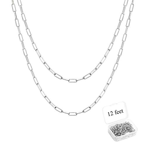 Alexcraft AL065 12 Feet Silver Plated Brass Paperclip Chain Link Bulk cover