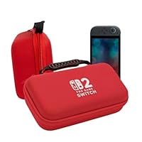 Bag Estojo de Transporte Capa de Proteção Case Rígido Resistente com Alça Zíper para Switch 2 (Vermelho)