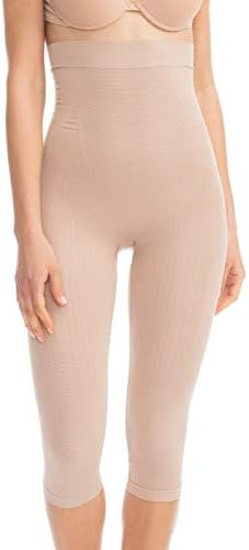 Farmacell 323 (Nude, L/XL) Women's high-Waisted Push-up Anti-Cellulite Control Capri Leggings, 100% Made in Italy
