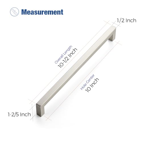 Image of Ravinte 5 Pack Kitchen Brushed Nickel Cabinet Handles 10 Inch Hole Center Stainless Steel Square Cabinet Pulls for Dresser Drawer Cupboard Handles with Screwdriver